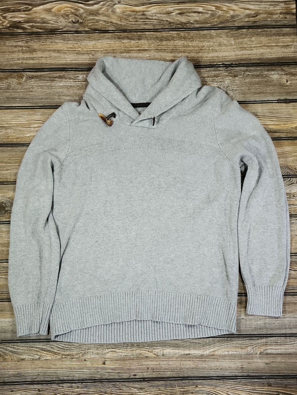 1901 Light Gray Turtleneck Sweater with Toggle Detail